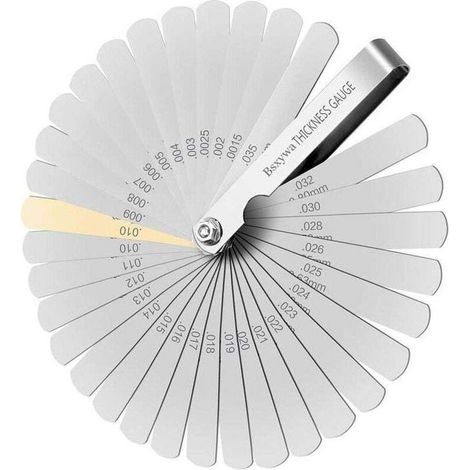 Jauge d\'paisseur, 32 Lames Jeu Cale Soupape En Acier Inoxydable, Marquage Mtrique/imprial, Pour Mesurer L\'cart Largeur, Pour la moteur/bougie/soupapes. (1/4)