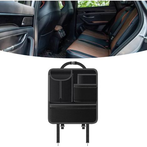 Sac de rangement multifonctionnel pour siège auto, avec support pour téléphone, portefeuille, lunettes et boîtes de mouchoirs (noir) (1/5)