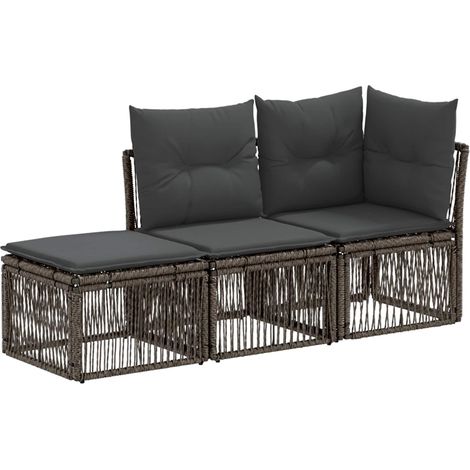 Ensemble de canapé de jardin 3 pc 3-Nombre de places Gris acier revêtu (1/5)