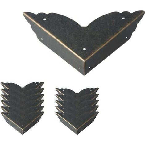 12pcs Vintage Metal Corner Protectors Antique Style Furniture Edge Protectors for Table Chest Jewelry Box (1/4)