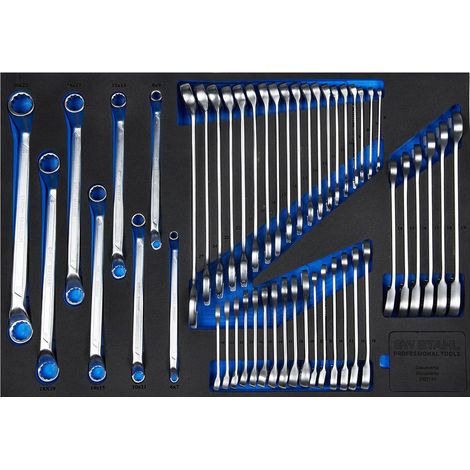 SW-Stahl Z3011-4 Werkstattwagensortiment, Schrauben- und Ratschenschlüssel, 49-teilig I Werkzeugwagen Einlagen I Profi Werkstatteinrichtung I Werkzeugeinlage bestückt Kfz I Tool Set