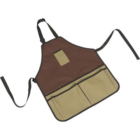 Tablier de Jardin Imperméable en Tissu Oxford avec Grandes Poches pour Outils et Ceinture Réglable Unisexe pour Cueillette (1/4)