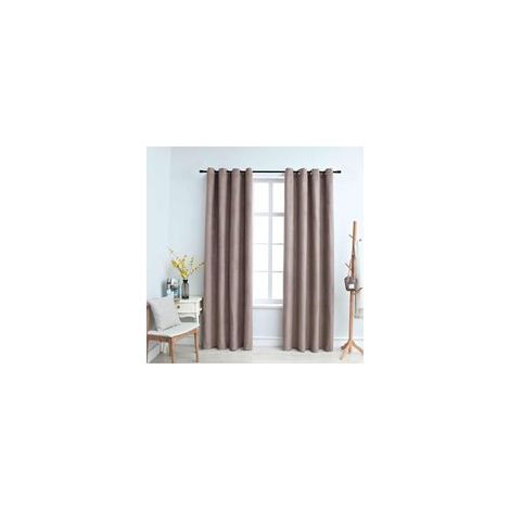 Verdunkelungsvorhänge mit Metallösen, 2-teilig, taupe, 140 x 225 cm - Crezuo (1/4)