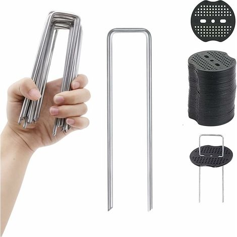 30 pièces piquets jardin 15 cm avec joints pour fixation gazon artificiel et paillage (1/5)