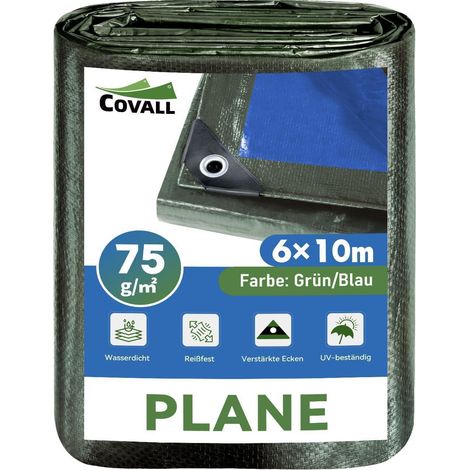 Bâche de protection 6x10m 75g/m² réversible verte/bleue, imperméable et résistante aux UV (1/5)