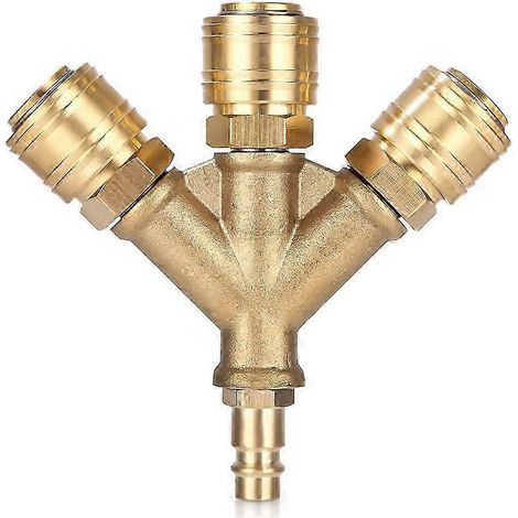 Distributeur d'air comprimé triple avec raccords, NW 7.2 1/4AG, distributeur à connexion rapide pour tuyau d'air WHBYV (1/4)