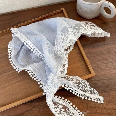 Una diadema para mujer, pañuelo de encaje, pañuelo para la cabeza, diadema, pañuelo para la cabeza bonito y elegante, accesorio de verano, azul (1/5)