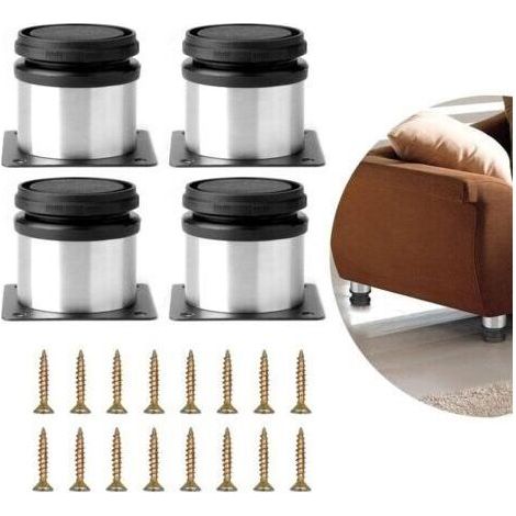 Adjustable Furniture Legs, 4 Sets of Stainless Steel Furniture Legs 5 x 5 cm Furniture Legs with Screws for Office Furniture (1/4)
