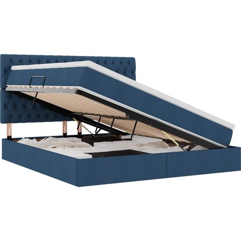 Maison Exclusive - Aufbewahrungsbett mit Matratze Blau 180 x 200