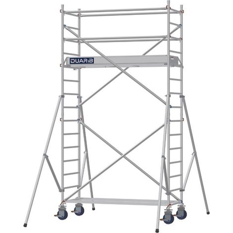 DUARIB - Échafaudage roulant aluminium Docker – Version lisses – Largeur 85 cm – Hauteur max 11,90 m – Longueur 2,05 / 2,54 / 2,95 m - Hauteur de plateau 2,9 m - L 2,05 x l 0,85 m
