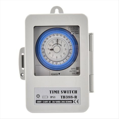 Timer meccanico TB388R da 24 ore, grado di protezione IP53, contenitore elettrico programmabile, alimentazione CA 100-240 V, intervallo di 15 minuti. (1/3)