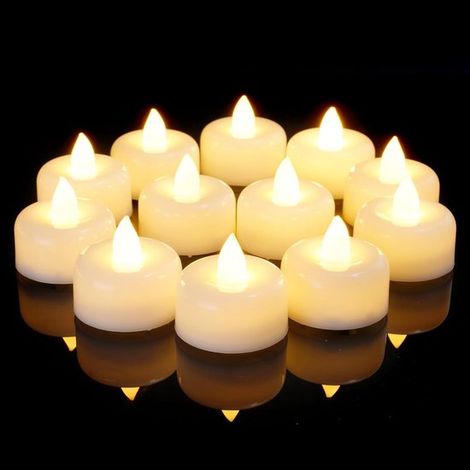 12 lumini a LED senza fiamma, alimentati a batteria, ideali per portacandele, Halloween, Natale, decorazioni per la casa, matrimoni e decorazioni da tavola (set da 12) (1/5)