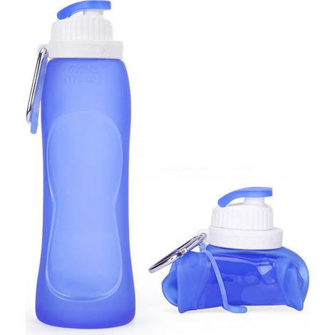 Borraccia pieghevole, borraccia sportiva, tazza portatile, borraccia da 500 ml con filtro e moschettone, in silicone per escursionismo, campeggio e ciclismo. (1/5)