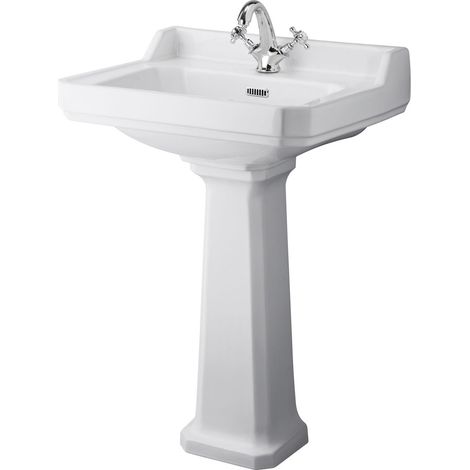 Hudson Reed Richmond Basin with Full Pedestal 595mm Wide - 1 Tap Hole (1/2)