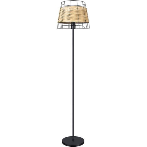 Burano Wohnzimmerfuß 1xe27 Schmiede/Rattan 150x32x32 cm