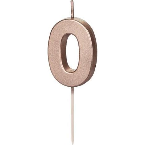 Candela di compleanno 0 oro rosa 4,5 cm