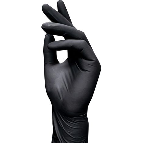 Gants Nitrile Noirs Taille S, 100 Pièces, Jetables, Imperméables, Haute Élasticité, Usage Tatouage, Nettoyage, Protection, Sans Latex (1/5)
