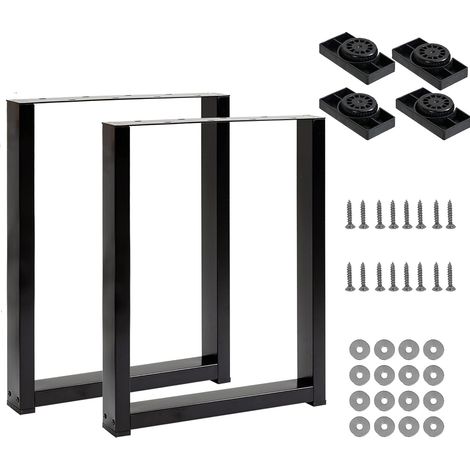 Lot de 2 pieds de table en métal pour banc, table industrielle, patins de table, pieds de table pour banc, tables à manger Noir 40x43cm