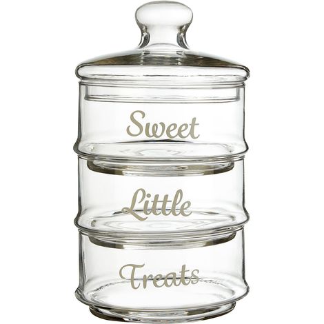 Interiors by Premier Durable Stackable 3Pc Glass Storage Jar, Stylish Glass Container For Kitchen, Airtight Lid Storage Container (1/3)