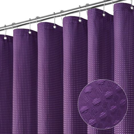 Rideau de douche violet de 183 x 198 cm, tissu gaufré de luxe pour décoration de salle de bain moderne, tissu d'hôtel très résistant, 198 cm de long (1/5)