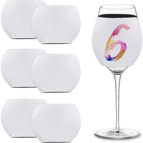 Lot de 6 manchons vierges pour verres à vin en néoprène, personnalisables par sublimation. (1/5)