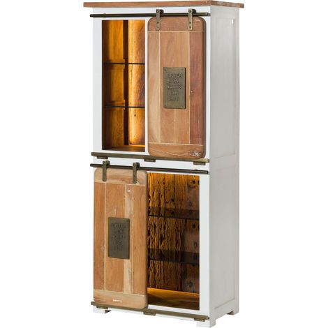 Schrank Mango / Altholz weiß lackiert 80x45x175 (BxTxH) montiert RAILWAY LUX 516 (1/3)