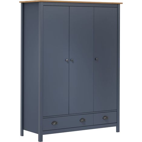 Maison Exclusive - Garde-robe à 3 portes Hill Gris 127x50x170 cm Pin solide (1/5)