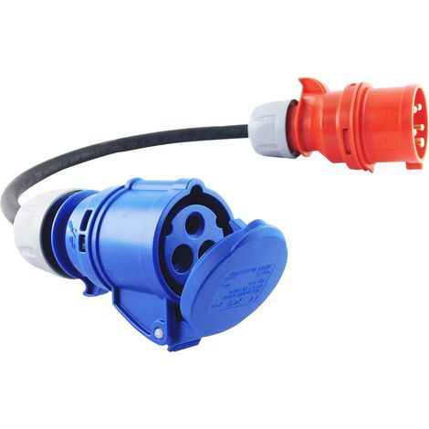 CEE Adapter, 5-Pin Input 400V, 3-Pin Output 230V, IP44 Rubber Cable, Camping Caravan (1/3)