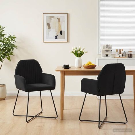 vidaXL Sillas de comedor 2 uds. Terciopelo Negro 55 x 50 x 84 cm (1/5)