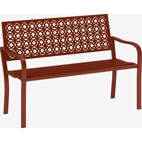 2 places banc de jardin, banc résistant aux intempéries, mobilier de jardin avec dossier et accoudoirs, banc de parc supportant 240 kg, banc de balcon pour balcon terrasse, jardin, 127 x 63 x 85 cm, R (1/5)
