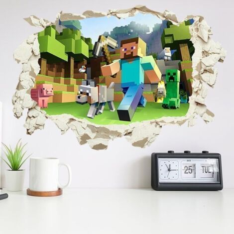 CSPARKV Gamer Poster Murale Décoration, 40 60cm Mine-craft Autocollants Muraux 3D Autocollants Muraux de Jeu Dessin Animé Autocollants Muraux Game Dessin Animé Stickers Muraux pour Salon Chambre Coul (1/3)