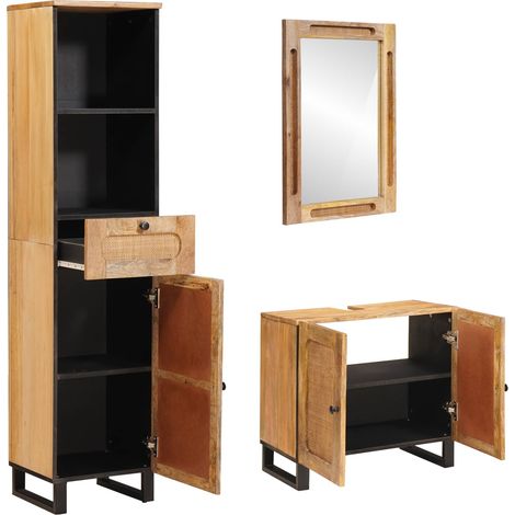 Maison Exclusive - Badezimmer Sets mit Schubladen 3 pcs Natur Mas