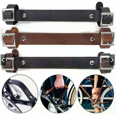1 poignée de transport pour vélo pliant, sangle de guidon en cuir vintage (1/4)