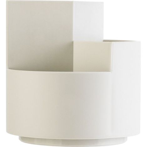 Porte-Crayon Rotatif Blanc à 360 ° avec Compartiments Multiples, Organisateur de Bureau Polyvalent et Rangement pour Pinceaux de Maquillage (1/5)
