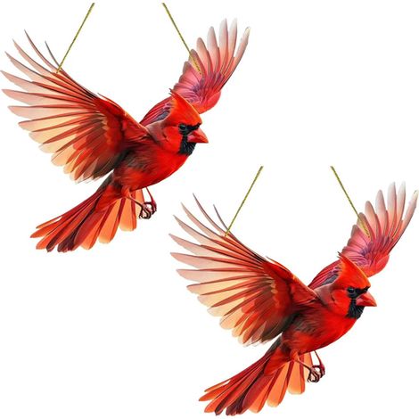 Tentures d'oiseaux de fenêtre décoration d'intérieur 2pcs 2020cm rouge (1/5)