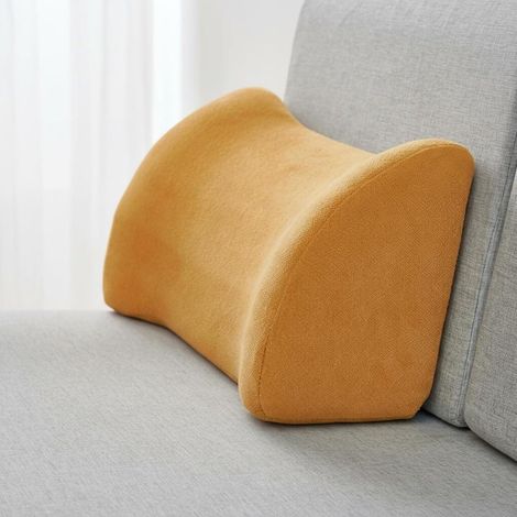 Chenille Sofa Cushion, Lumbar Support Pillow, Back and Head Support, Soft, Wear-Resistant Fabric, Elastic Foam, Back Support, Yellow, 50cm High (1/5)