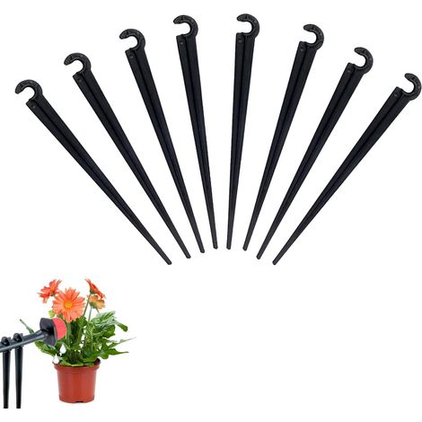 100pcs Plastic Irrigation Bracket Adjustable Watering System Support Drip Irrigation Fixing Anchor Micro-flow Dripper Sprinkler Watering Hose Ground Anchor for 4/7 Hose (1/5)