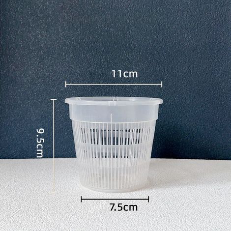 Pot de fleurs transparent en filet (11 cm) avec contrôle des racines, idéal pour les orchidées et les fleurs. Pot de fleurs en plastique respirant pour jardin. (1/4)