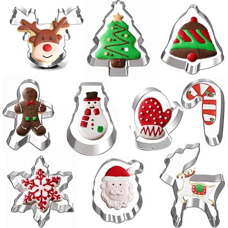 Ensemble de 10 emporte-pièces de Noël, emporte-pièces, emporte-pièces de Noël, emporte-pièces en acier inoxydable, emporte-pièces de Noël pour enfants (1/5)