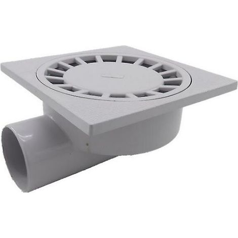 Siphon de sol 200mm x 200mm – Sortie horizontale 75mm – Plastique PVC blanc – Pour douche et salle de bains humide – 1 pièce (1/5)