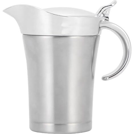 Saucière thermique, 450 ml, en acier inoxydable 304, à double paroi, avec couvercle et anse, pour sauce, crème, moutarde, mayonnaise (L 750 ml)