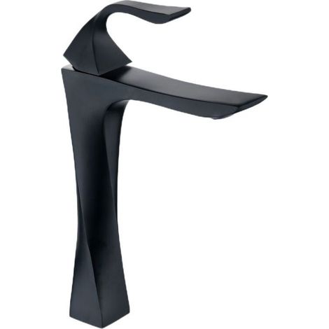 Robinet de lavabo robinet chaud et froid robinet d'armoire de salle de bain mode créative robinet de baignoire domestique en alliage de zinc, hauteur 31 cm, noir (1/4)