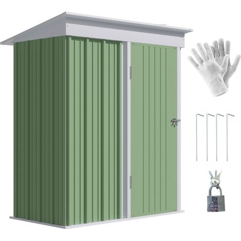 Casetta Box da Giardino 161x95x163/181 cm in Acciaio Verde (1/5)