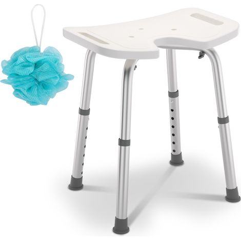 SWANEW Sgabello da doccia. Sgabello da bagno. Sedile da doccia regolabile in altezza Sgabello da doccia ergonomico piedini antiscivolo max. 136 Kg alluminio HDPE bianco (1/5)