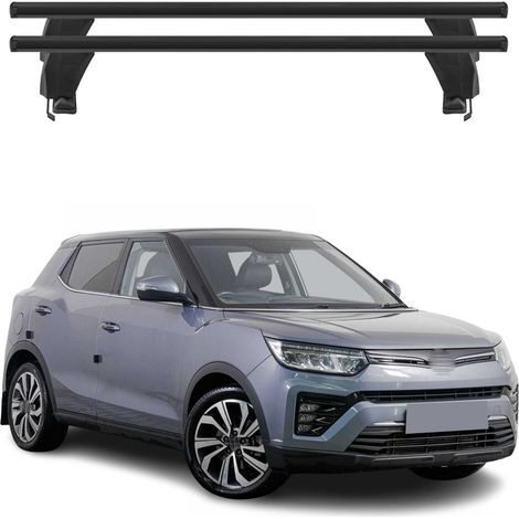 OMAC Dachträger Querträger Alu für Ssangyong Tivoli 2015-2023 – Abschließbar – T-Nut – City-Crash-getestet – Max. 50 kg Schwarz (1/5)