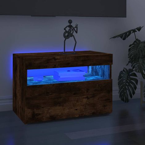 vidaXL Mobile Porta TV con Luci LED Rovere Fumo 60x35x40 cm
