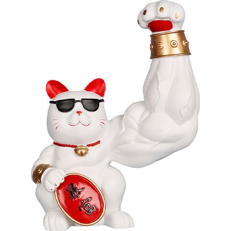 de chat porte bonheur sculpture de chat musclé en résine