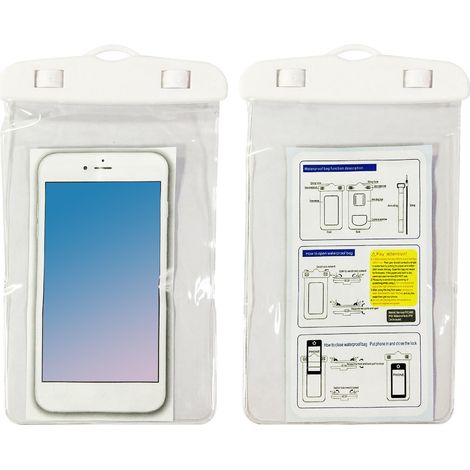 Sac Étanche Téléphone Portable Lumineux, Waterproof Phone Case for Swimming, Transparent Touchscreen Pouch, White Glow-in-the-Dark-KZQ (1/2)