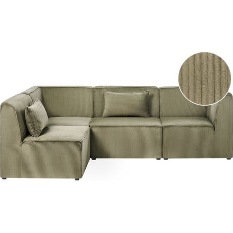 Modul Ecksofa 4-Sitzer LEMVIG Cord Grün rechtsseitig