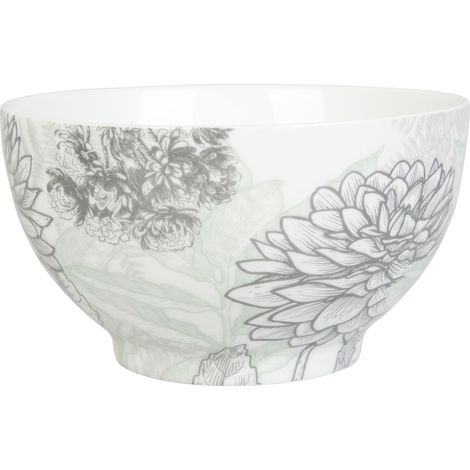 Bol 55 cl Porcelaine - Collection GRAVURES COLOREES - Ø 13 cm H 7 cm - Coloris Vert